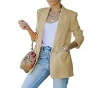 Blazer da Donna Blazer Lungo da Donna su Misura A Maniche Lunghe con Un Bottone Elegante di Media Lunghezza con Revers A Lancia Casual Solido Leggero per Ufficio Lavoro Abbigliamento Esterno Cachi T