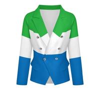 Blazer da Donna con Colletto A Revers Un Bottone Elegante Giacca da Abito alla Moda Stampa Bandiera della Sierra Leone Elegante vestibilità Slim Formale da Lavoro Ufficio Manica Lunga Casual Blazer L