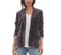 Blazer da donna con due bottoni in velluto elegante con tasche, cardigan drappeggiato con colletto a giro e scollo a V, giacca da lavoro per ufficio con risvolto, capo da lavoro, cachi, M