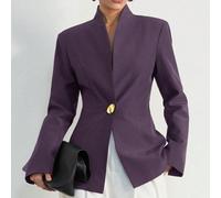 Blazer da donna di nuova moda europea & americana, versatile, elegante, minimalista, da pendolare, con decorazione in fibbia metallica, colore unito, design premium senza colletto L,M,S,XL,XSColore un