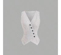 Blazer da donna elegante, casual e versatile, di stile francese, con design asimmetrico a scollo a V e bottoni, in tessuto a righe, adatto per la primavera/estate, per l'ambiente urbano e professional