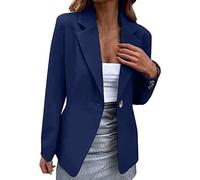 Blazer da donna elegante con maniche a 3/4, abiti formali da ufficio, a maniche lunghe, lavoro, lavoro, casual, lavoro, ufficio, giacca blazer da lavoro e blazer, Blu scuro, XXL