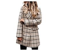 Blazer da donna, giacca di lana a quadri, elegante giacche doppiopetto moda business abbigliamento da lavoro invernale classico stampa scozzese cappotto confortevole risvolto dentellato Outwear con