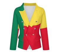 Blazer da Donna Giacce Aperta sul Davanti Cardigan A Maniche Lunghe Giacce Casual E Business Moda Bandiera Nazionale della Repubblica del Benin Giacche da Abito da Donna Stampate 5XL