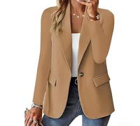 Blazer da donna in tinta unita con maniche lunghe dettaglio con bottoni e tasca frontale progettato per look a strati in ufficio o ambienti casual (L kaki)