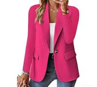 Blazer da donna in tinta unita di lunghezza regolare, con maniche lunghe, con bottoni frontali e tasca frontale per uno stile uniforme tutto l'anno (XXL fucsia)