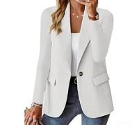 Blazer da donna in tinta unita di lunghezza regolare con maniche lunghe con bottoni frontali e tasca frontale per uno stile uniforme tutto l'anno (XL bianco)