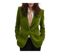 Blazer da donna in velluto, slim fit, con un bottone, caldo blazer per inverno, matrimonio, ballo di fine anno, Salvia, XL