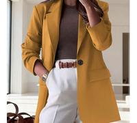 Blazer da donna monocolore, con tasche e bavero alla moda, vestibilità morbida per l'ufficio e il casual, versione leggera adatta per primavera ed estate L,M,S,XLTessuto intrecciato