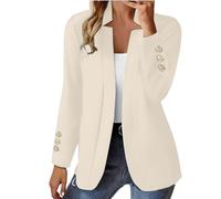 Blazer da donna taglie forti leggero manica lunga aperto davanti cardigan giacche business casual ufficio abiti da lavoro, bianco, 5XL