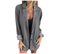 Blazer da Donna Tailleur Cerimonia Colletto con Revers Ufficio Giacca Casual Maniche Lunghe Tinta Unita Giacche Ufficio Eleganti Curvy con Bottoni Giubbotto da Lavoro Aperta sul Davanti