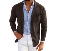 Blazer da uomo a maniche lunghe giacca blazer da uomo UK Slim Fit Smart Casual Business Suit Giacca sottile Blazer sportivo da uomo abiti leggeri abiti quotidiani Giacche per feste di nozze Top, Caff,
