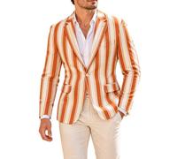 Blazer da uomo a righe, con un bottone, con strisce verticali, a maniche lunghe, per il tempo libero, per estate, feste, matrimoni, vacanze, cocktail, occasioni, diverse varianti, regalo per uomini