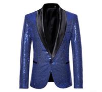Blazer da uomo alla moda con paillettes, cappotto da discoteca per feste, giacca elegante per abbigliamento formale da uomo (XL zaffiro)