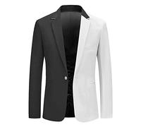 Blazer da Uomo Colori a Contrasto Giacca da Abito a un Bottone Elegante Classico Slim Fit Matrimonio Cerimonia Cocktail Feste Casual Scollo a V Semplice Moda Vestito Smoking Formale da Lavoro
