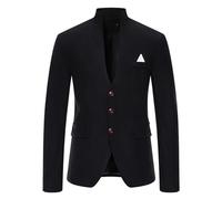 Blazer da uomo con colletto rialzato, giacca elegante casual classica con 3 bottoni sul davanti, giacca elasticizzata classica formale da lavoro, leggera, morbida, con tasche, traspirante, casual