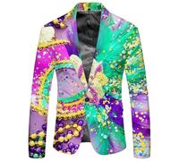 Blazer da uomo con motivo hippie per Carnevale Discoteco, giacca in stile retrò, con un bottone, collo sul retro, grande taglia, giacca da uomo, vestito per lavoro, matrimonio o stile casual, Blazer