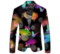 Blazer da uomo con motivo hippie per Carnevale Discoteco, giacca in stile retrò, con un bottone, collo sul retro, grande taglia, giacca da uomo, vestito per lavoro, matrimonio o stile casual, Blazer