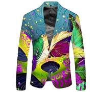 Blazer da uomo con motivo hippie per Carnevale Discoteco, giacca in stile retrò, con un bottone, collo sul retro, grande taglia, giacca da uomo, vestito per lavoro, matrimonio o stile casual, Blazer