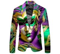 Blazer da uomo con motivo hippie per Carnevale Discoteco, giacca in stile retrò, con un bottone, collo sul retro, grande taglia, giacca da uomo, vestito per lavoro, matrimonio o stile casual, Blazer