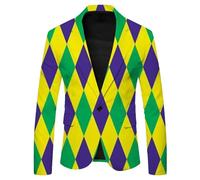 Blazer da uomo con motivo pergolato per Carnevale, giacca classica festiva con un bottone, collo a risvolto, giacca da uomo vestita per feste e feste, Blazer chic ed elegante, 03-giallo, L