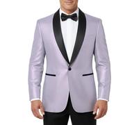 Blazer da uomo con paillettes glitterate, casual, a maniche lunghe, aperto sul davanti, giacca con un bottone, smoking, feste, ballo di fine anno, Viola, XXL