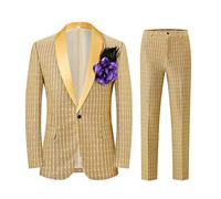 Blazer da uomo con paillettes lucide con glitter set di due pezzi, blazer casual intelligenti dentellati con un bottone vestibilità regolare cambiamento graduale giacche di colore cappotti per feste
