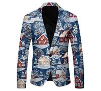 Blazer da uomo con stampa natalizia con fiocco di neve di Babbo Natale giacca da uomo giacca novità costume natalizio vestito da smoking abiti scintillanti paillettes festa elegante abbigliamento