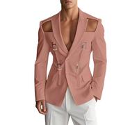 Blazer Da Uomo Con Un Bottone Blazer Da Uomo a Spina Di Pesce in Tweed Vintage Giacca Da Abito in Misto Lana Con Collo Alla Coreana Cappotto Monopetto in Lana Soprabito Casual Da Lavoro Antivento