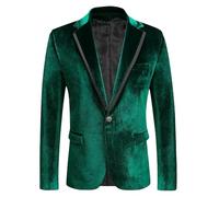 Blazer da uomo con un bottone con risvolto dentellato giacca smoking matrimonio ballo festa cena cappotto, EN8, XL