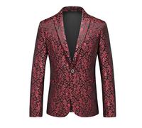 Blazer da Uomo,Giacca da Uomo alla Moda Sottile con Un Bottone Giacca da Abito con Stampa Scura A Basso Profilo Giacca da Abito da Sposa da Cena E da Spettacolo sul Palco