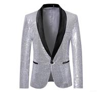 Blazer da uomo in stile gentiluomo, ideale per esibizioni in discoteca (XL argento)