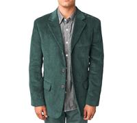 Blazer da uomo in velluto a coste da uomo giacca casual vintage slim fit con risvolto a punta tre bottoni 2024 giacca sportiva, Verde acqua, L