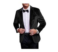 Blazer da uomo in velluto slim fit giacca in velluto un bottone blazer tinta unita smoking blazer matrimonio ballo cena, Nero , 68