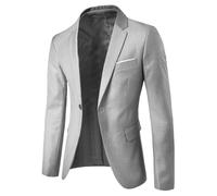 Blazer da Uomo Slim Fit Casual con Un Bottone, Giacca Sportiva Leggera e Moderna, Grigio Chiaro, Taglia 6XL