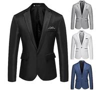 Blazer da Uomo Slim Fit con Un Bottone,Giacca Minimalista Business Casual,Tinta Unita Abito Spalla Natural,Cappotto Eleganti e Moda,per Riunione d'Affari,Cena Formale e Teatro (Black, XXXXXL)
