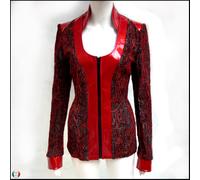 blazer donna abito elegante giacca blusa tessuto elastico bordi vernice cerniera