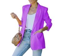Blazer Donna Blazer Lungo da Donna su Misura A Maniche Lunghe con Un Bottone Elegante di Media Lunghezza con Revers A Lancia Casual Solido Leggero per Ufficio Lavoro Abbigliamento Esterno Viola Tagl