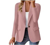 Blazer Donna Chic Ed Elegante Mezza Stagione Giacca Blazer Mi Lungo E Arco, Rosa, XL