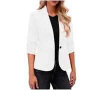 Blazer Donna Chic Ed Elegante Mi Stagione Tinta Unita Versatile | Giacca Suit Risvolto Manica 3/4 Casual Semplice Grande Taglia Oversize Con Tasca Quotidiana Per Ufficio Business
