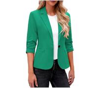 Blazer Donna Chic Ed Elegante Mi Stagione Tinta Unita Versatile | Giacca Suit Risvolto Manica 3/4 Casual Semplice Grande Taglia Oversize Con Tasca Quotidiana Per Ufficio Business