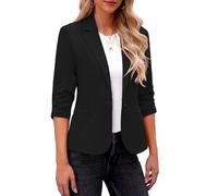 Blazer Donna Chic Ed Elegante Mi Stagione Tinta Unita Versatile | Giacca Suit Risvolto Manica 3/4 Casual Semplice Grande Taglia Oversize Con Tasca Quotidiana Per Ufficio Business
