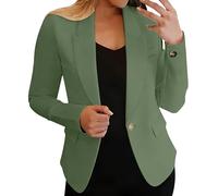 Blazer Donna Chic Ed Elegante Mi Staison Giacca Blazer Mezza Long Tinta unita, verde, XL