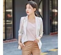 Blazer Donna Elegante Bianco Gessato Slim Fit Raso Ufficio Giacca Tailleur 36839