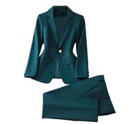 Blazer e pantaloni da donna, giacca formale, pantaloni, abbigliamento da lavoro, set da 2 pezzi, En8, set da 2 pezzi, L