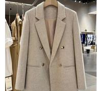 Blazer elegante a doppio petto grigio chiaro misto - Classico da donna sempre alla moda | - Capo essenziale versatile per il guardaroba, tinta unita con bottoni e tasche, perfetto per la primavera L,M