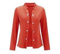 Blazer, elegante blazer da donna, tinta unita, per le mezze stagioni, leggera, sottile, per l'autunno, con tasche, doppiopetto aperto, per il tempo libero, Colore: arancione., S