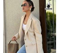 Blazer elegante e casual da donna taglie forti con chiusura a bottoni e risvolto intaglia, adatto per il pendolarismo e l'uso casual quotidiano, per tutte le stagioni, primavera 0XL,1XL,2XL,3XL,4XLCol