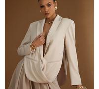 Blazer elegante e sexy da ufficio con scollo a cappuccio basso e spalle audaci per le donne L,M,S,XL,XS,XXL,XXS,XXXL,XXXXLColore unicoTessuto intrecciato