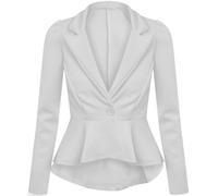 Blazer Fitted Con Maniche Lunghe A Peplo Per Donne Taglia 8-22